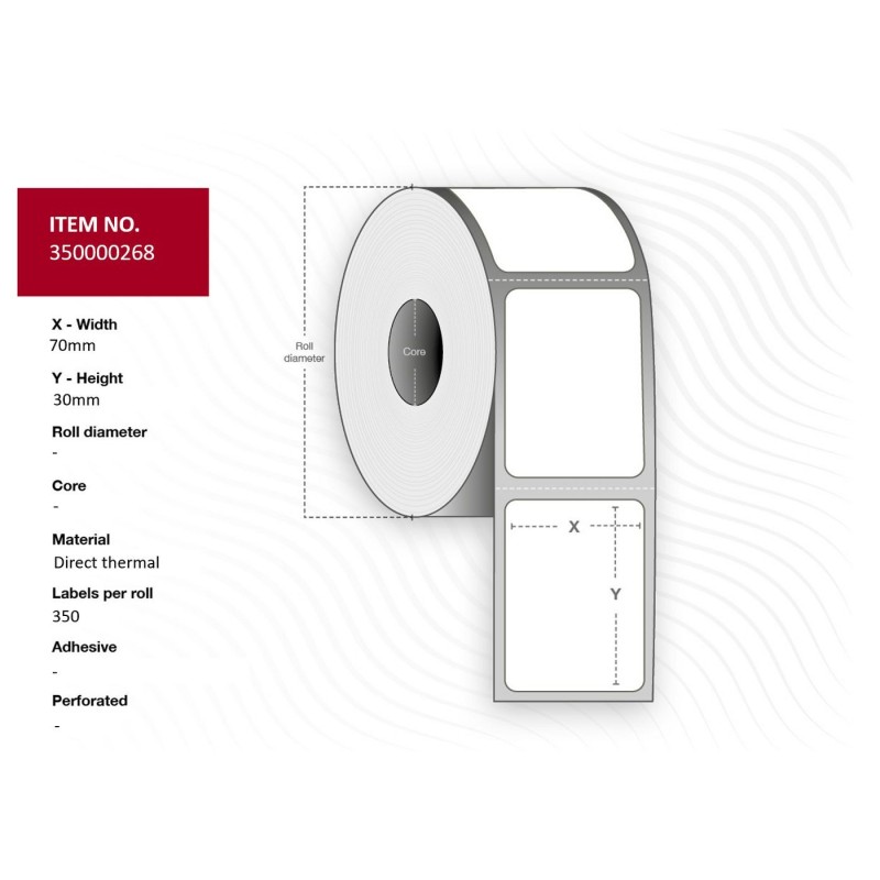 Label 70x30 - Core 25 White - Premium DT Permanent 1000 - label