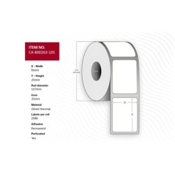 Label 76 x 25mm Core 25mm - Direct ThermalCoated - Permanent Per