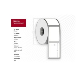 Label 57 x 102mm Core 25mm - Direct Thermal Coated - Permanent P