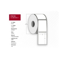 Label 51 x 25mm Core 25mm - Thermal Transfer Coated - Permanent