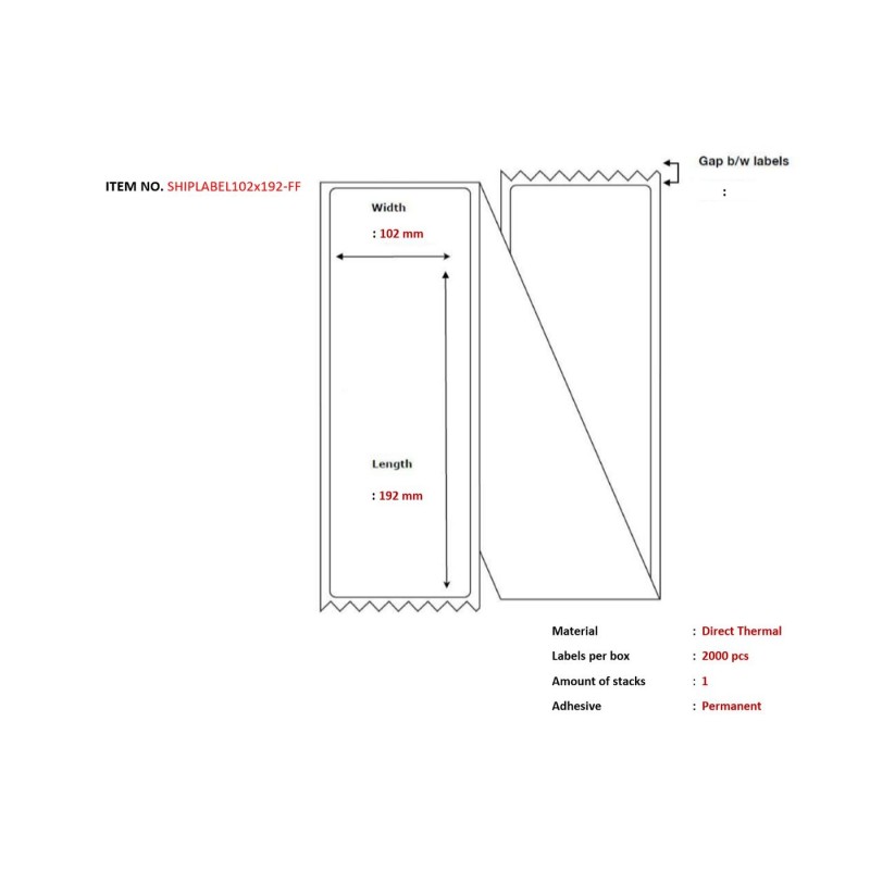 Capture SHIPLABEL102X192-FF etichetta per stampante (Ship-label 102 x