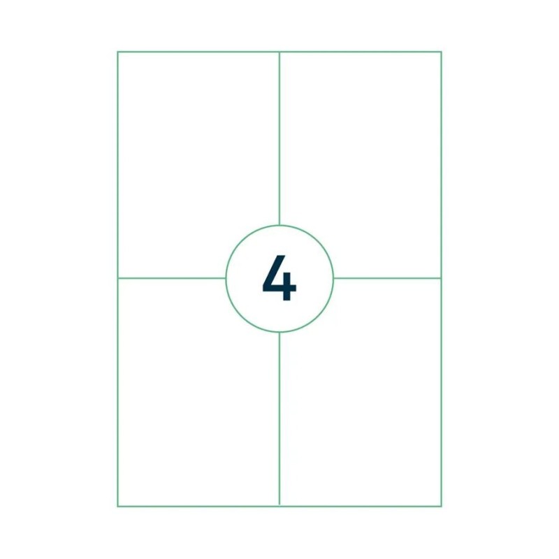 A4 label 105x148 mm. 4 labels - per sheet, 400 labels per - pack, 100