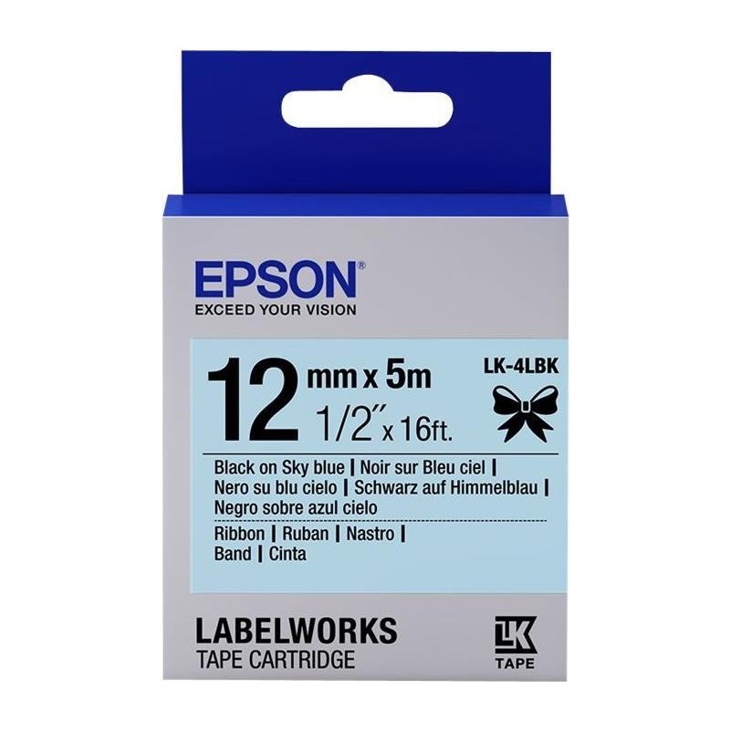 Epson LabelWorks LK-4LBK - Nero su blu cielo - Rotolo (12 cm x 5 m) 1