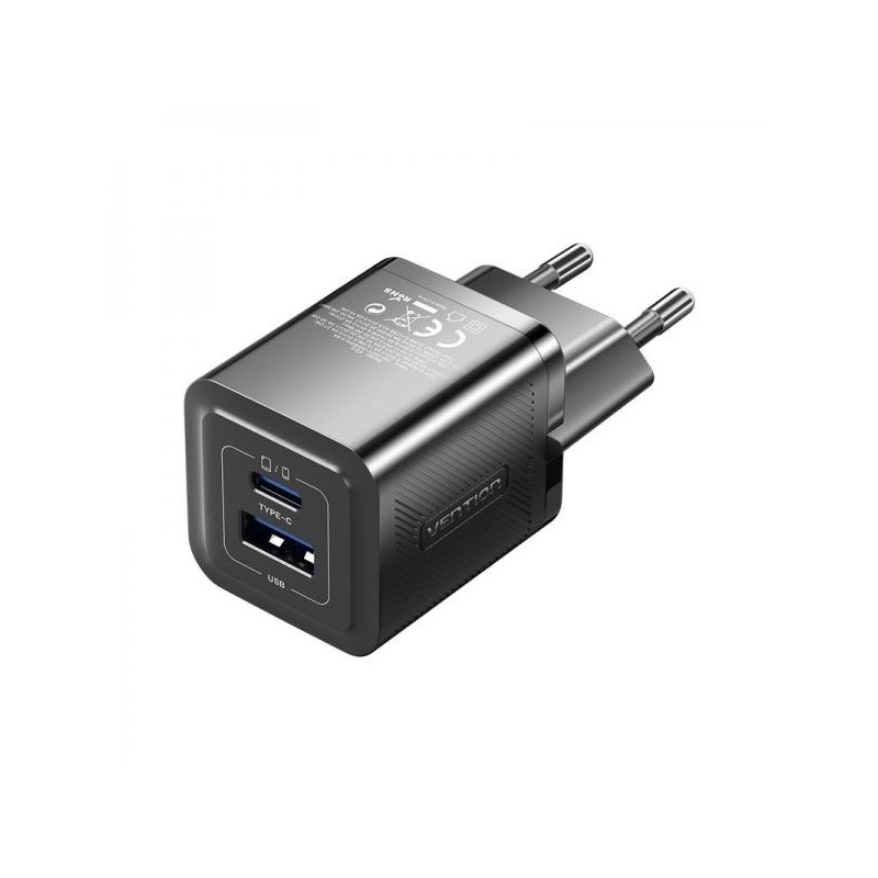 Cargador GaN a 2 porte USB (C A) (30W/30W)