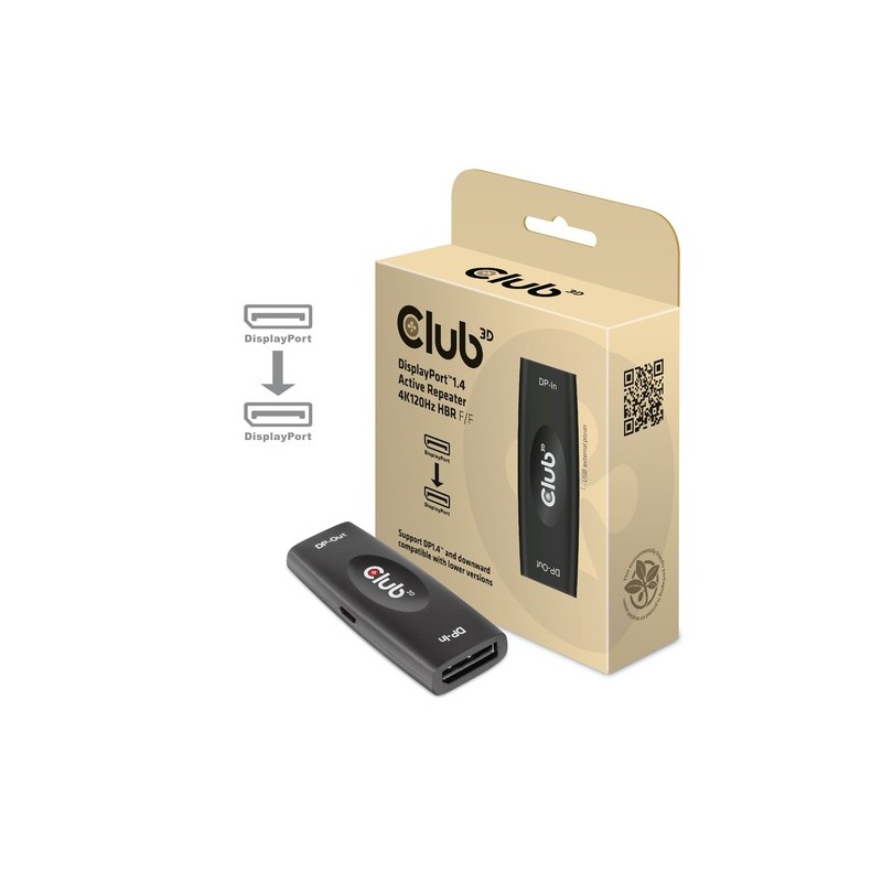 CLUB3D DP 14 4K120HZ HDR ACTIVE REPEATER F/F displayport Nero