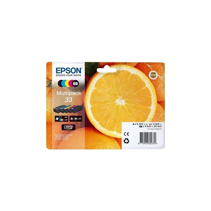 Epson 33 Multipack - confezione da 5 - 244 ml - nero giallo ciano mag