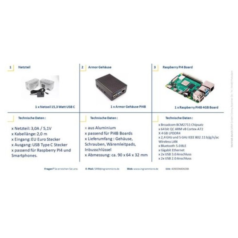 RASPBERRY PI 4B ARMOR 4GB KIT V -