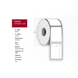 Label 32 x 25mm Core 25mm - Direct Thermal Coated - Permanent Pe