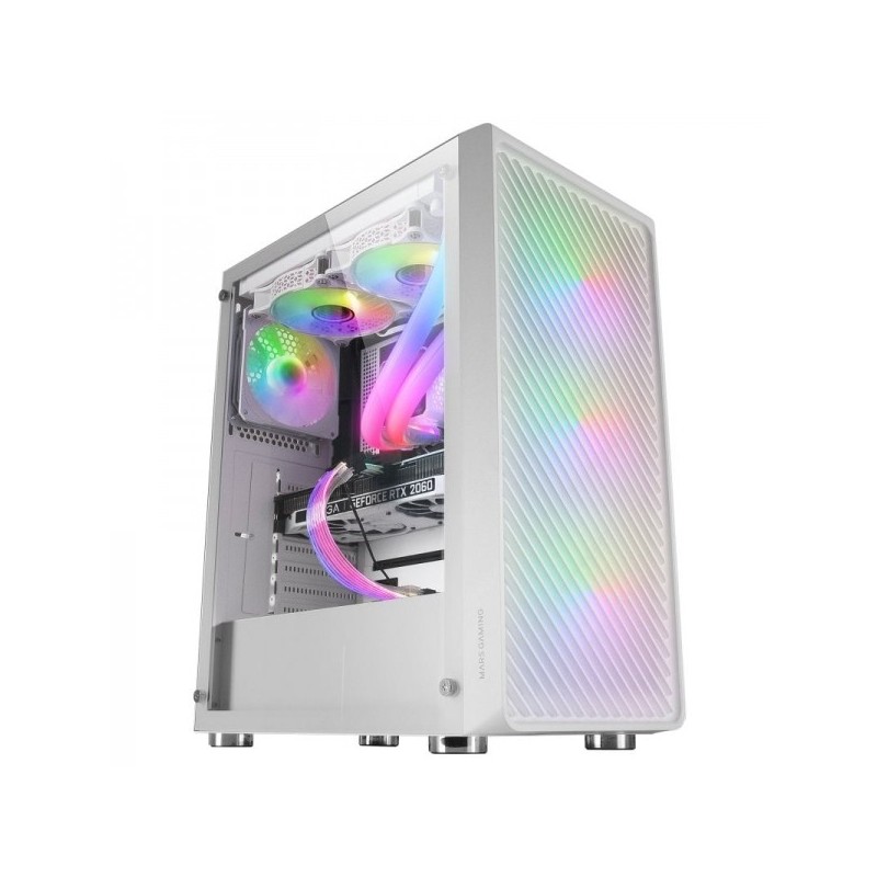 BOITIER MOYEN TOUR ATX MARS GAMING MC-F RGB AVEC PANNEAU VITR&Eacute; (BLAN