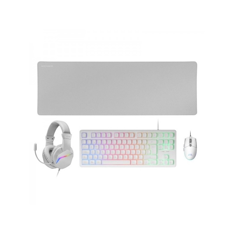 MARS GAMING Combo Gaming MCP-RGB3W 4EN1 BlancO