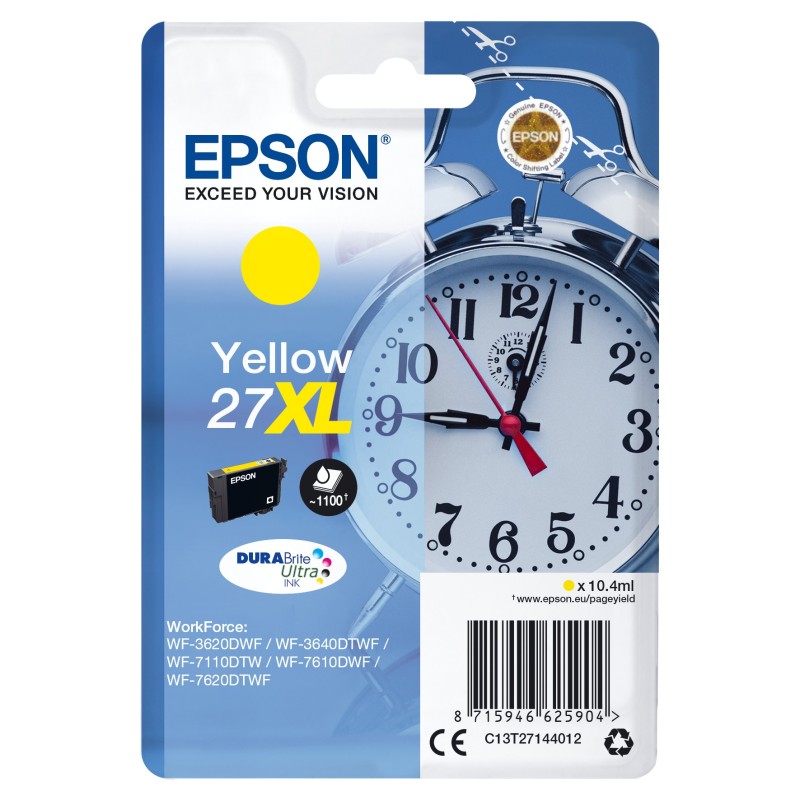 EPSON 27XL CARTOUCHE D ENCRE JAUNE HAUTE CAPACIT 10.4ML 1.100 PAGES 1