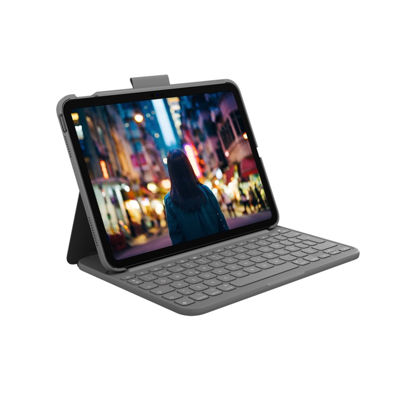 Logitech Slim Folio QWERTY Spagnolo Bluetooth Grigio