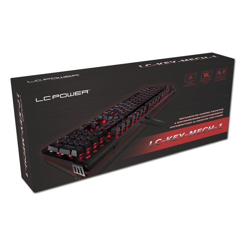 LC Power LC-KEY-MECH-1 USB QWERTZ Tastiera nera tedesca LC-KEY-MECH-1