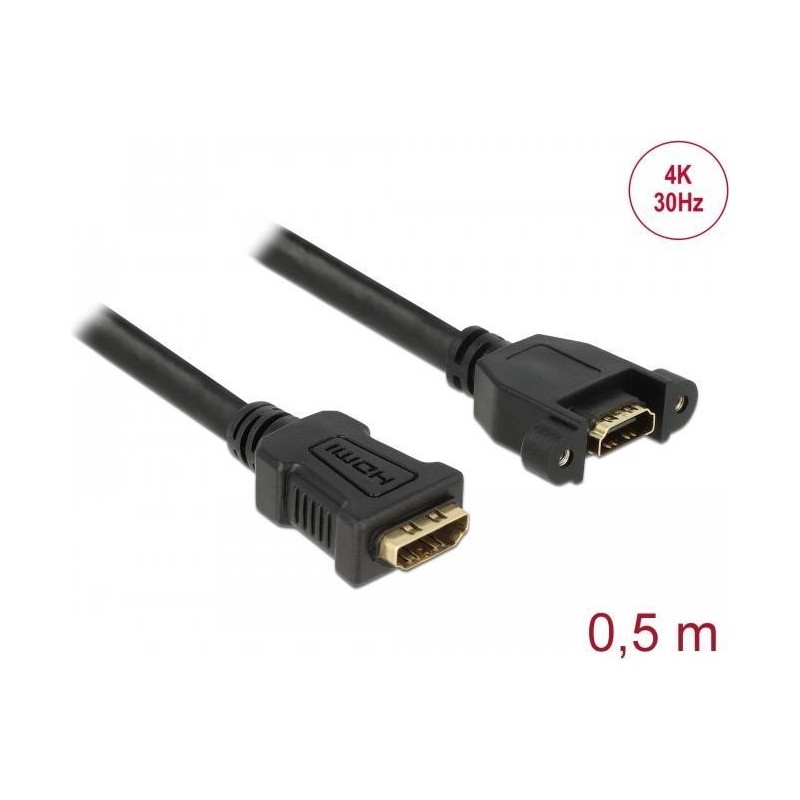 DeLOCK - HDMI con cavo Ethernet - Da HDMI (W) a HDMI (W) avvitabile -