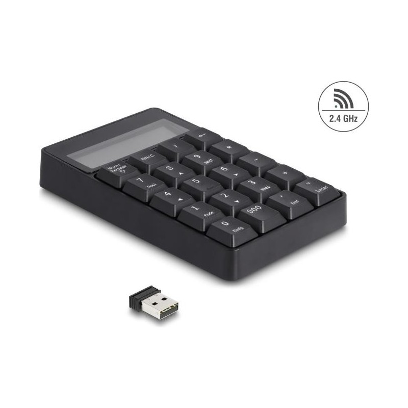 Delock Tastierino numerico USB tipo A 2 in 1 da 24 GHz wireless nero