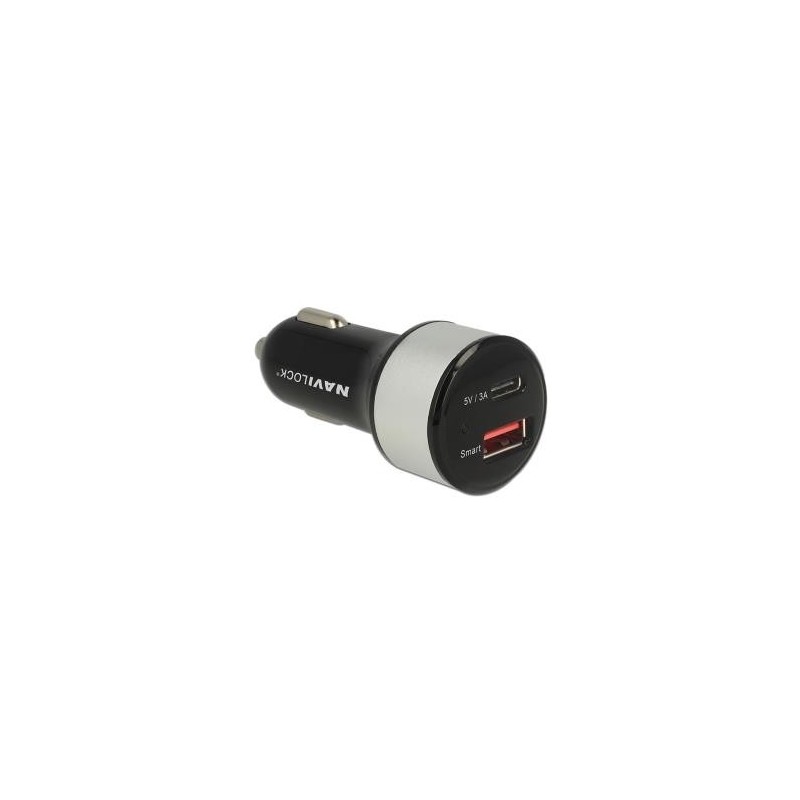 Adattatore Navilock USB DC 12-24V per auto 1 x USB Type-C 1 x USB