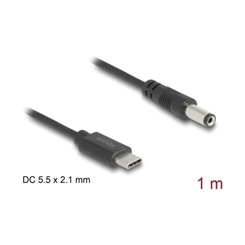 Delock Cavo di alimentazione USB Type-C a spina DC 55 x 21 mm 1 m