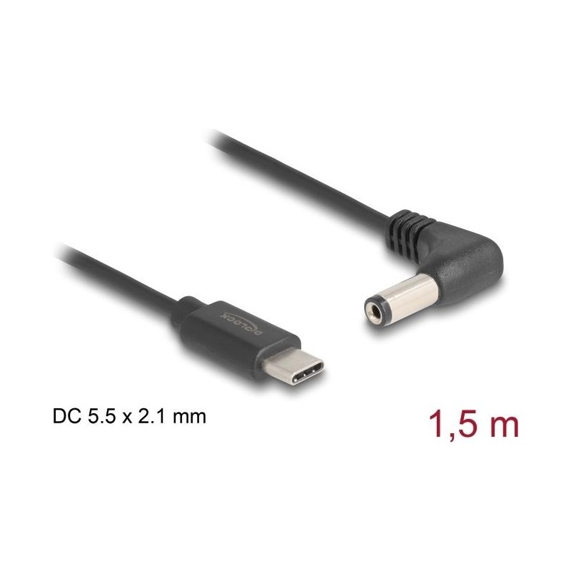 Delock Cavo di alimentazione USB Type-C a spina DC 55 x 21 mm angolat