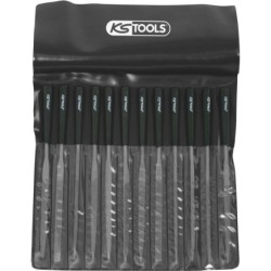 Set di lime ad ago KS TOOLS con manico in plastica 12 pezzi. (140.305