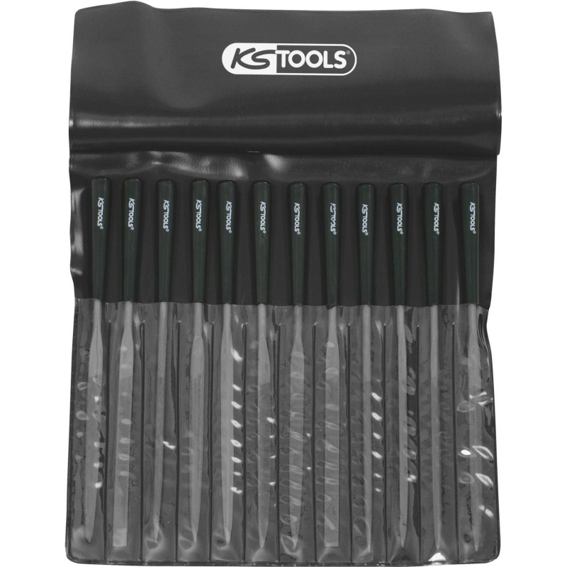 Set di lime ad ago KS TOOLS con manico in plastica 12 pezzi. (140.305