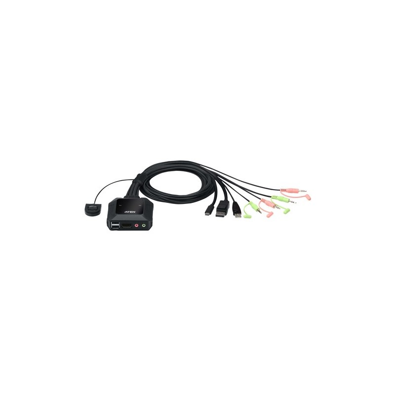 ATEN Switch KVM cablato ibrido DisplayPort USB-C a 2 porte