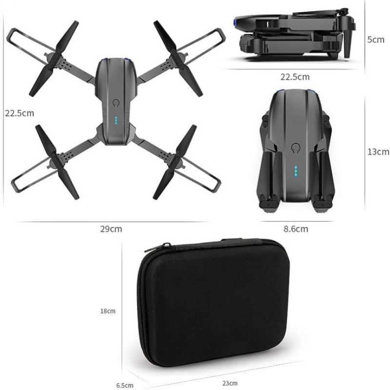 Drone E99 Pro | Set: drone + 3 batterie + custodia | 1800 mAh