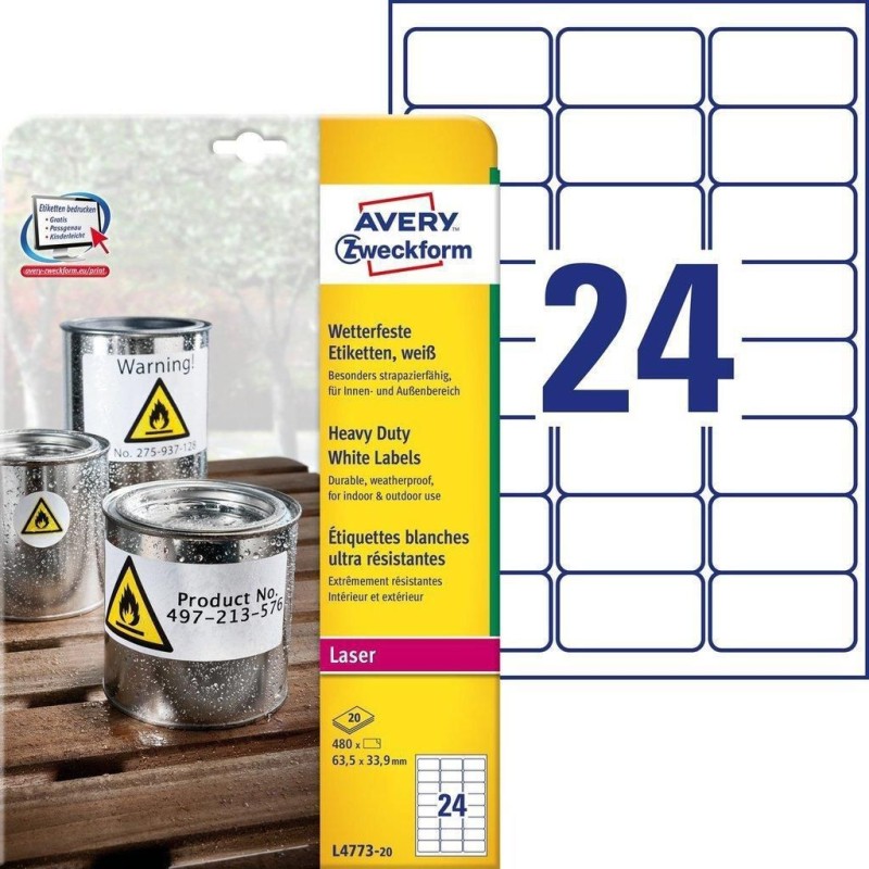 Avery L4773-20 etichetta autoadesiva Rettangolo con angoli arrotondat