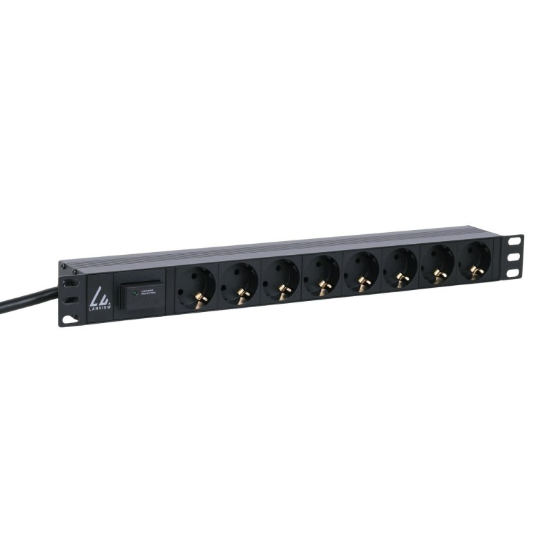 rack mount power strip 16A - with 8 x Schuko F outlets - Schuko Plug