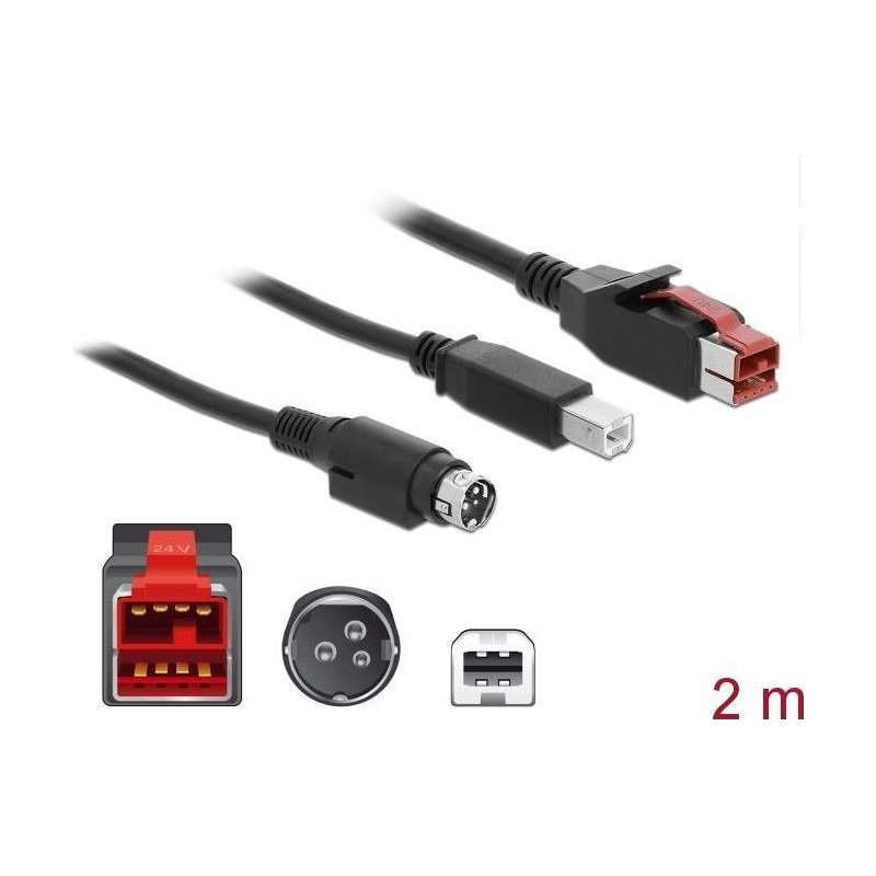 Delock Cavo PoweredUSB maschio 24 V USB tipo B maschio Hosiden Mini-D