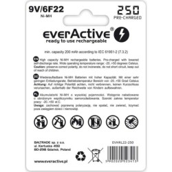 Batterie Ricaricabili EverActive EVHRL22-250 6F22 200 mAh 9 V