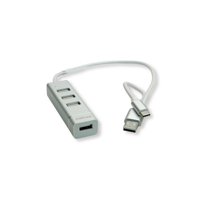 Hub per notebook USB 2.0 ROLINE 4 porte cavo di connessione tipo A-C