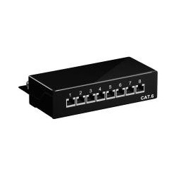 Wentronic Goobay CAT 6 Mini/Desktop Patch Panel, 8 porte, Nero - STP 