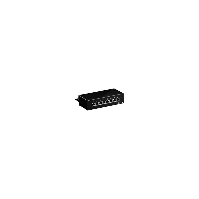 Wentronic Goobay CAT 6 Mini/Desktop Patch Panel, 8 porte, Nero - STP 