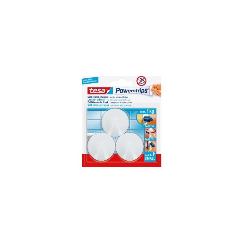 TESA 57577-00000 - Gancio porta asciugamano - Bianco - Plastica - Con