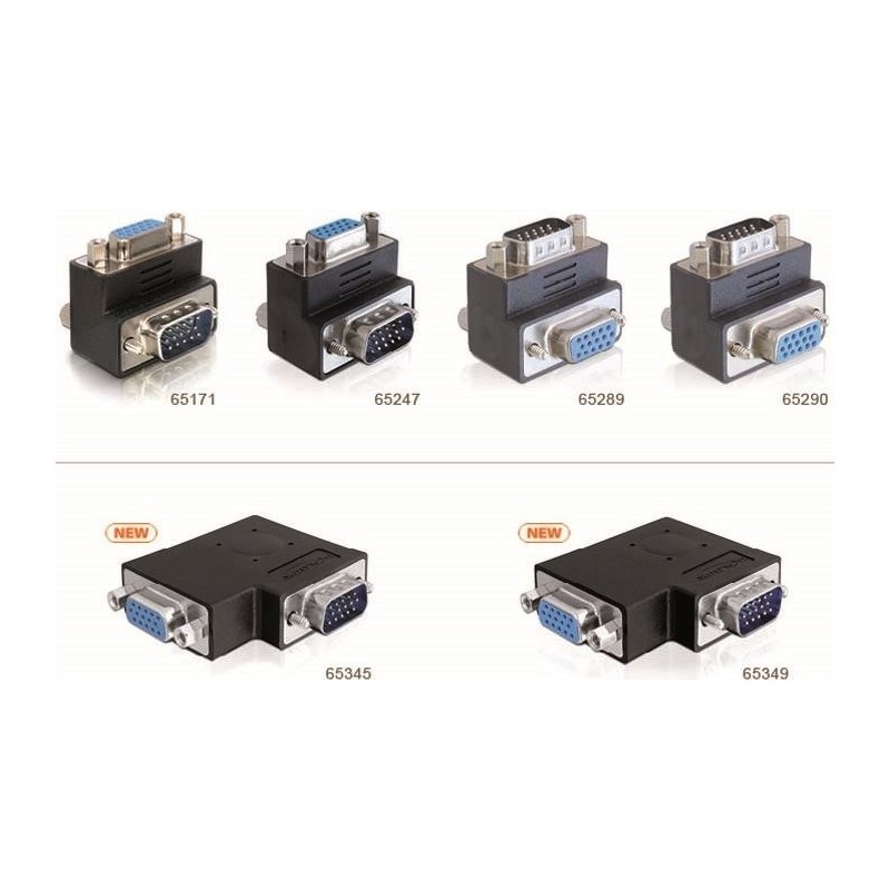 Adattatore Delock VGA maschio VGA femmina angolato lateralmente di 90