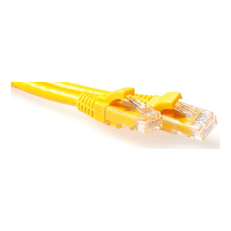 Cavo patch ACT giallo LSZH U/UTP CAT6A da 1 metro con connettori RJ45