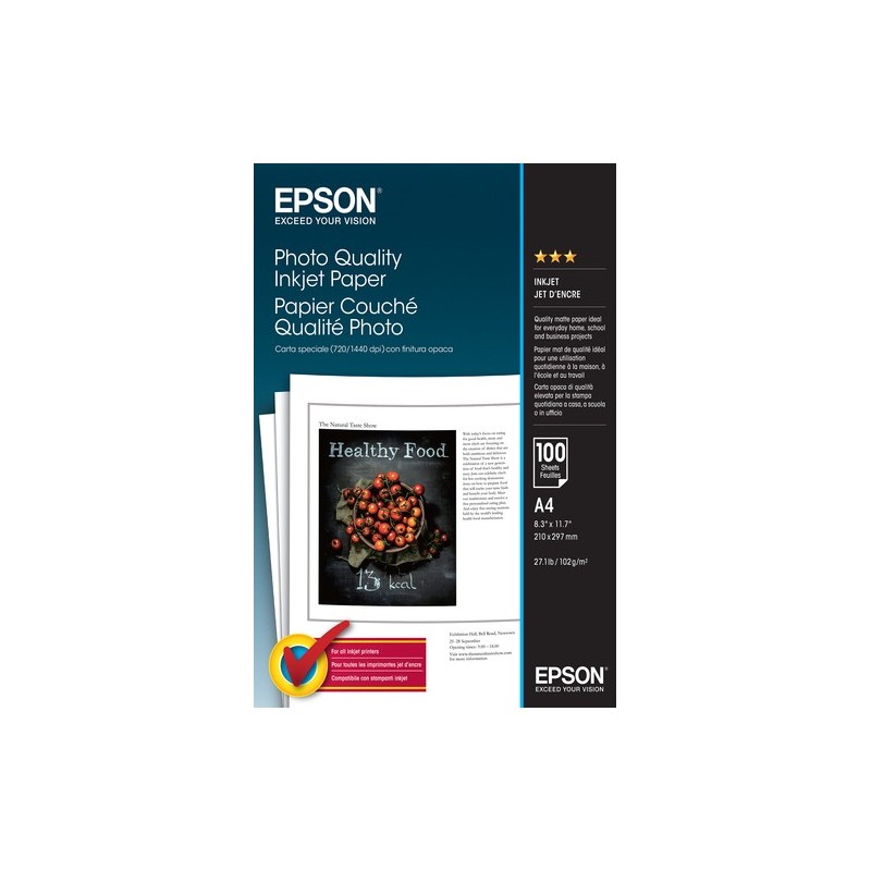 Epson Photo Quality Inkjet Paper - A4 - 100 Fogli