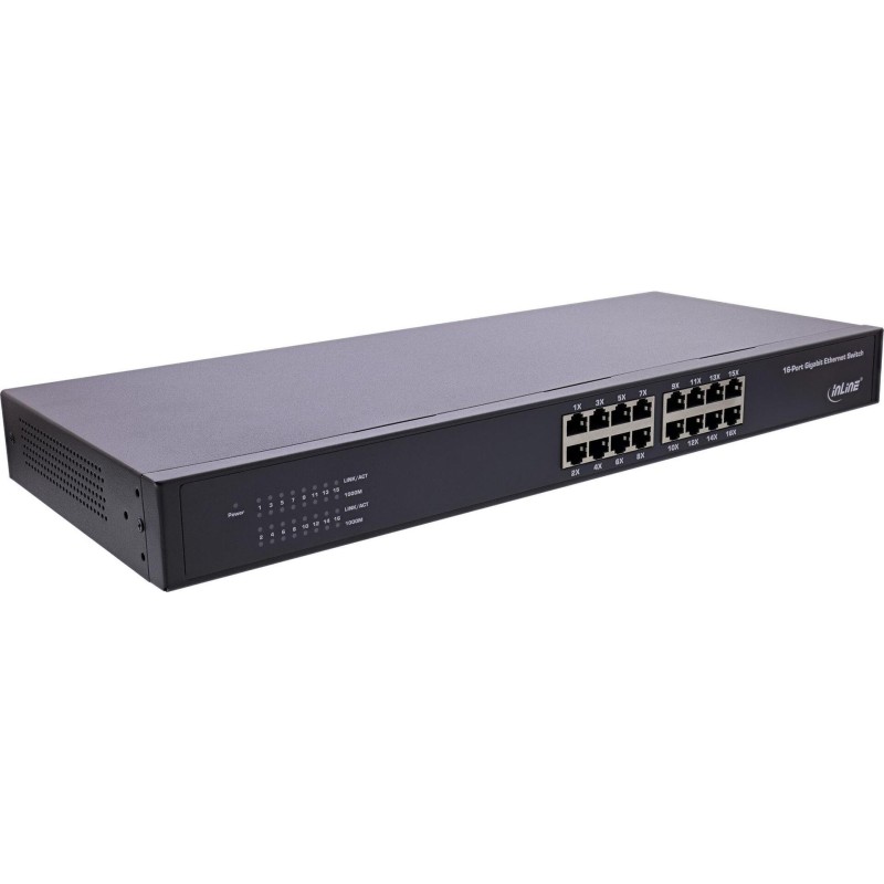 Switch di rete Gigabit InLine a 16 porte 1 GBit/s 4826 cm (19&quot;) metal