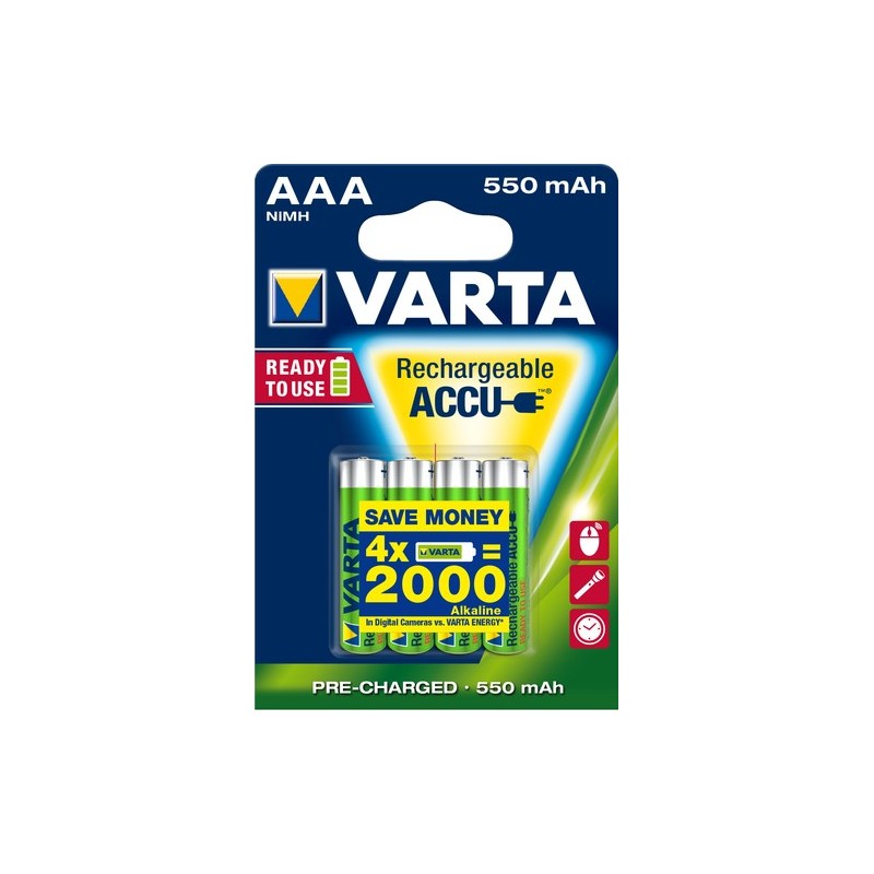 Varta Ready2Use HR03 4pcs Batteria ricaricabile Mini Stilo AAA Nichel