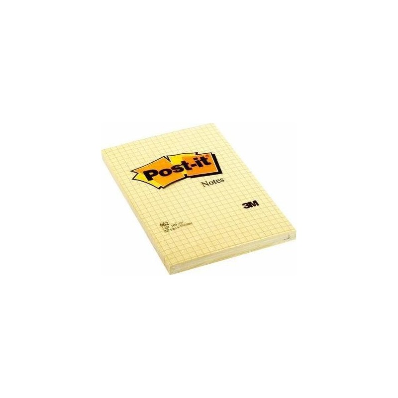 Blocco da 100 fogli Post-it Notes 3M 102 x 152 mm Giallo a quadretti 