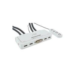 Switch KVM - 4 vie - DVI-D - USB - con audio - cavo integrato