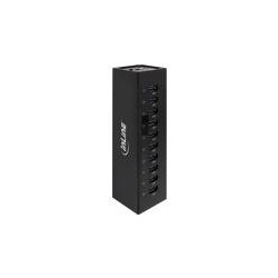 Hub USB 3.0 - 10 porte - custodia in alluminio - nero - con alimentat