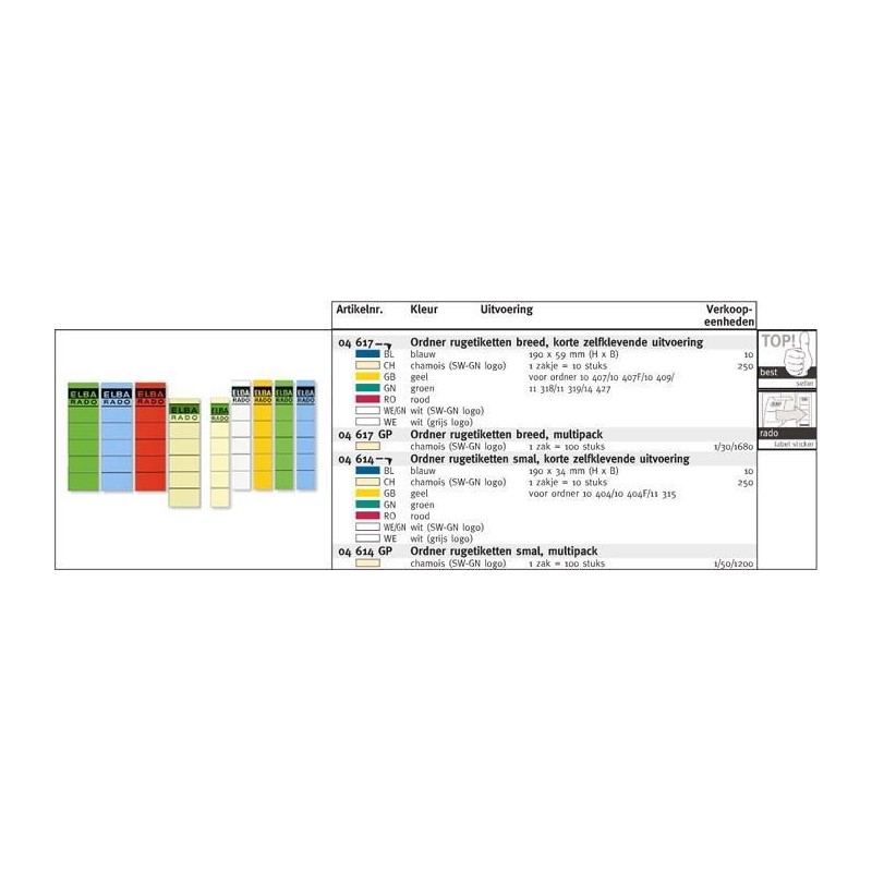 Etichetta Elba Dorso per cartelle a leva 190 x 59 mm Blu Blu 10 pezzo