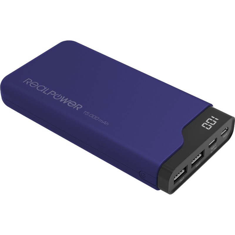 Caricabatteria RealPower PB-15000C blu navy 15000 mAh Nero - Blu (333