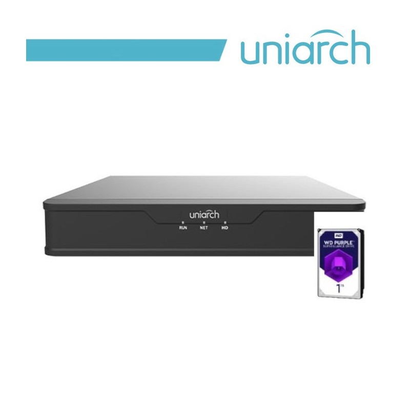 XVR Uniarch 8 Canali 5 in 1 4 MP@15fps HDD 1TB incluso