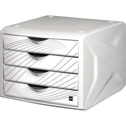 Cassettiera helit Chameleon cassetti 4 decoro Queen bianco in polipro