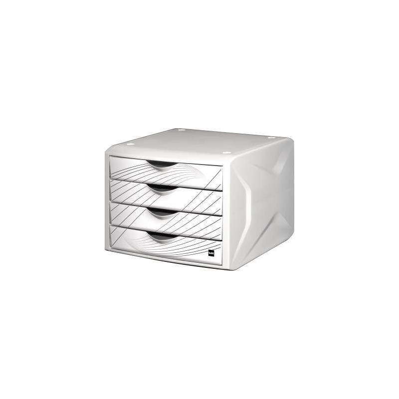 Cassettiera helit Chameleon cassetti 4 decoro Queen bianco in polipro