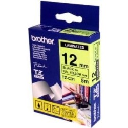 Brother TZC31 - Nastro laminato - Nero su giallo - Rotolo (12 cm x 8 