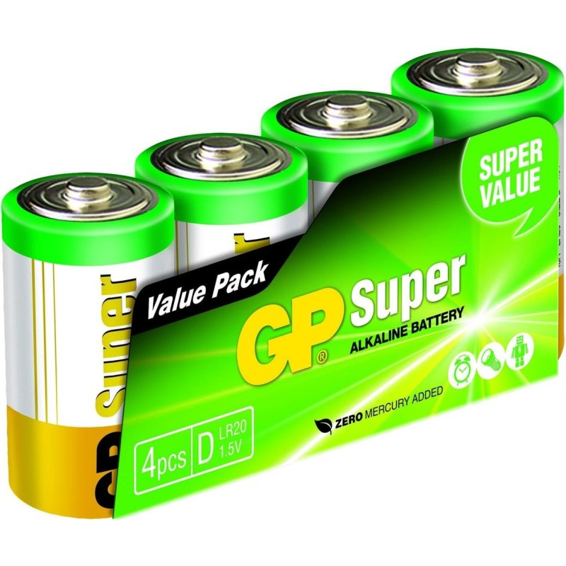 GP Super Alcalina 13A S4 - Batteria 4 x D - Alcalina