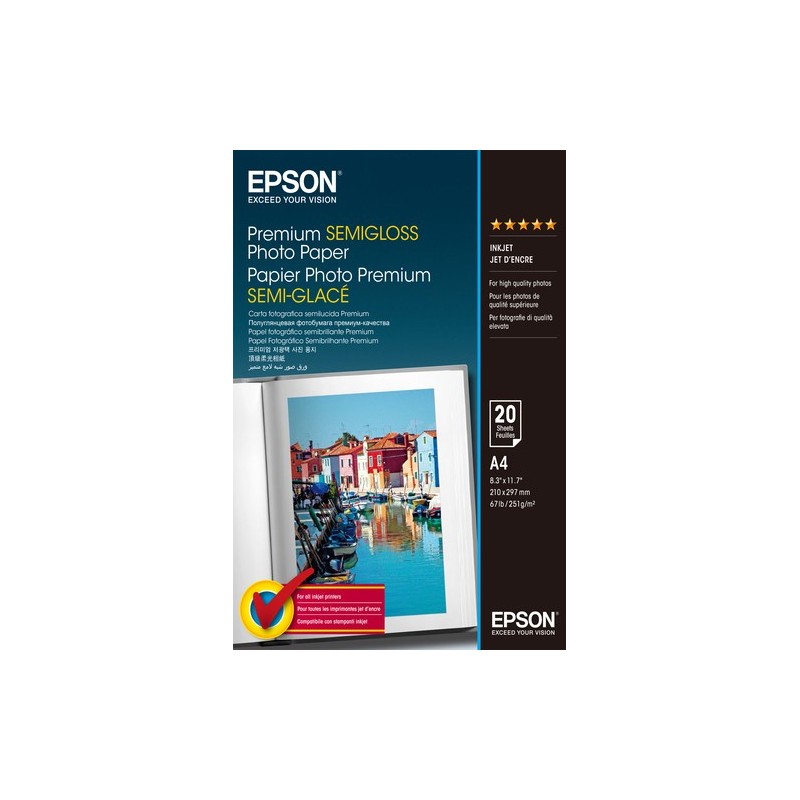 Epson Premium Semi-Gloss Photo Paper - A4 - 20 Fogli